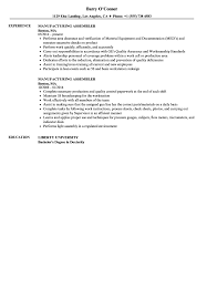 manufacturing assembler resume samples