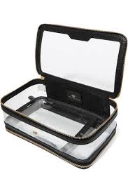 Black And Gold Makeup Bag Black Inflight Leather Trimmed Perspex Cosmetics Case Anya Hindmarch Clear Makeup Bags Cosmetic Case Makeup Pouch