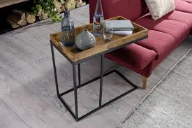 Wohnling Beistelltisch Tablett Wl5 667 Aus Akazie Massivholz Und Metall Wohnzimmer Esszimmer Flur Diele Couchtisch Massivholz Sheesham Mobel Couchtisch