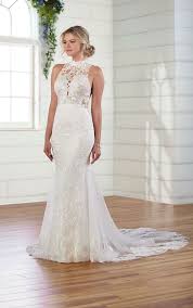 Crystals, handmade petals, lace lining. Backless Wedding Dresses Open Back Bridal Gowns Essense Of Australia