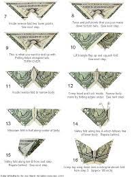Each fold goes through the centre of a cross from the previous step. Pin By Dea Zoer On Origami Dollar Bill Origami Origami Butterfly Tutorial Money Origami Tutorial