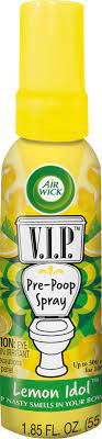 Air Wick V I P Pre Poop Toilet Spray 1 85 Oz Travel Size Lemon Idol Scent Up To 100 Uses Contains Essential Oils Walmart Com Walmart Com