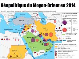 Beaucoup de conflits à cause enjeux religieux, politiques. Carte Geopolitique Du Moyen Orient En 2014 Zone A Fort Enjeux Culturels Energetiques Et Strategiques Source De Tens Geopolitique Moyen Orient Atlas Du Monde