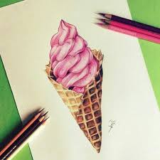 Strawberry Ice Cream Cone Drawing Ice Cream Art Ice Cream Painting Ice Cream Cone Drawing