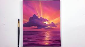 As with all of my paint tutorials i keep the paint palett. Sunset Acrylic Painting Tutorial Step By Step Easy Sunset Acrylic Tuto Sunset Painting Acrylic Sunset Canvas Painting Sunset Painting Easy