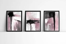 Abstract canvas painting perfume pink peony posters and prints quotes perfume bottle painting wall pictures for bedroom decor. Abstract Art Set Of 3 Prints Black And White And By Semelart On