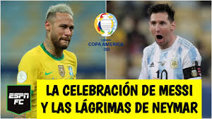 Messi breaks into tears as referee blows final whistle. Copa America Argentina Campeon Vs Brasil Messi Celebra Y Neymar Llora Gol De Di Maria Espn Fc Youtube