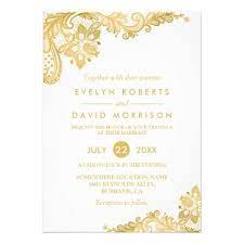 Choose from a variety of beautiful elegant designs created by the zazzle community of independent designers or create your own design and impress your guests! Elegant White Gold Lace Pattern Formal Wedding Invitation Zazzle Com Gold Wedding Invitations Elegant Wedding Invitations Lace Wedding Invitations