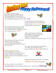 Lyrics Sheet For Humorous Retirement Song Busting Out Happy Retirement Happy Retirement Teacher Poems Teacher Retirement