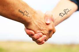 Colorful tattoo with nice flowers 19. 35 Matching Tattoo Ideas For Father And Son