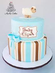 Baby Shower Cake For Baby Boy With Little Lamb Topper By Moma Cakes Cake Baby Cake Baby Boy Cakes
