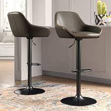 Accredited bbb business · fast lead times · bbb accredited Amazon Com Glitzhome Mid Century Bar Stools Set Of 2 Vintage Swivel Leather Bar Chair With Backrest And Footrest Modern Pub Kitchen Counter Height Barstools Dark Grey Kitchen Dining