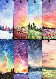 Paesaggi Ad Acquerello Per Segnalibri Pittura Ad Acquerello Idee Acquerello Disegno Acquerello