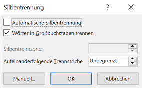 Abteilen), das aufteilen von ‒ meist längeren ‒ wörtern, dient in alphabetschriften der verbesserten raumausnutzung beim handschriftlichen und. 3 Tipps Zur Silbentrennung In Word Computerwissen De