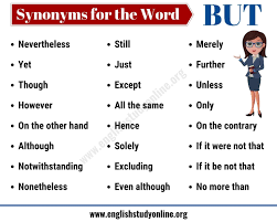 But Synonym Useful List Of 20 Synonyms But With Examples English Study Online Essay Writing Skills English Vocabulary Words Writing Words