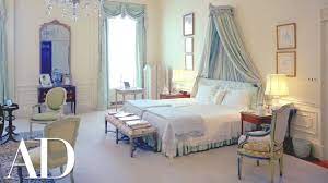 The bedroom makes up the white house master suite along with the adjacent sitting room and the smaller dressing room, all located in the southwest corner. A Look At Past Presidential Rooms In The White House Architectural Digest Youtube