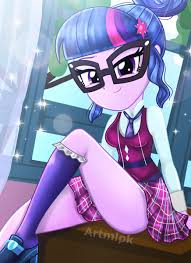 Start with a new hairstyle for her dark purple hair and put some rainbow highlights in it. 2410234 Safe Artist Artmlpk Sci Twi Twilight Sparkle Equestria Girls Adorable Face Adorasexy Adorkable Adorkasexy Beautiful Beautisexy Bowtie Breasts Bun Hairstyle Cabinet Clothes Confident Crystal Prep Academy Uniform Curtains