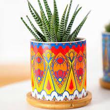Ceramic Mini Flower Pot Mandala Pattern Succulent Plant Holder Desktop Pots Colorful Ceramic Flowerpots Planter In 2021 Flower Pots Colorful Ceramics Ceramic Flower Pots