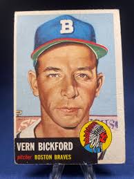 1953 Topps Baseball Card Vern Bickford #161 Boston Braves