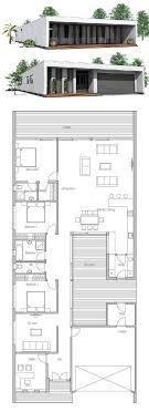 Extensive use of modern or industrial mixed materials throughout home. House Plan Ch113 Container House Plans Minimalist House Design House Floor Plans