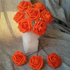 Orange and yellow floral centerpieces. Burnt Orange Flowers Fake Roses Wholesale For Wedding Table Decoration Home Arrangement 100 Stems Lnrs013 Artificial Dried Flowers Aliexpress