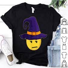 Nice Halloween Costume Emoji Emoticon Witch Hat Smirk Face Shirt Hoodie Sweater Longsleeve T Shirt Pretty Halloween Costumes Top Halloween Costumes Hot Halloween Costumes