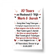Plus, they're both fitting representations of a marriage that's lasted 10 years. 10th Wedding Anniversary Gift For Husband Or Wife Print Keepsake