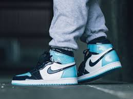 Air Jordan 1 Blue Chill Patent Leather In 2020 Air Jordans White Basketball Shoes Nike Air Jordans