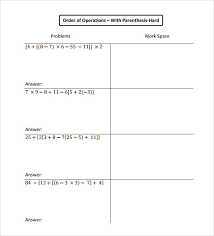 Award winning educational materials like worksheets, games, lesson plans and activities designed to help kids succeed. Free 11 Sample Order Of Operations Worksheet Templates In Pdf