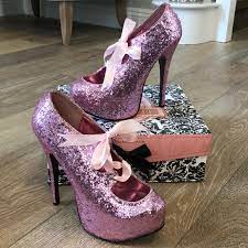Bordello | Shoes | Pink Glitter Bordello Heels | Poshmark