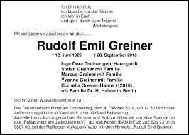 Traueranzeigen von Rudolf Emil Greiner