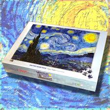 Fine art, van gogh starry night: Free Shipping High Quality Hong Kong 4000 Pieces Of Super Difficult Adult Decompression Puzzle Van Gogh Monet Star Painting Puzzle