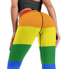 SFNEEWHO Lgbt Lesbian Homosexual Gay Pride Rainbow Colors Women Yoga Print  Wideband Waist Sports Leggings Running Pant 26.24