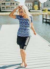 Amazon Com Ella Mae Modest Swimsuit For Women With Short Sleeve Swim Shirt And Swim Skirt With Knee Length Swim Capri Modest Swimsuits Swim Skirt Swim Shirts