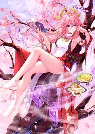 屑狐狸的惬意时光|本子狸的八重神子插画图片| BoBoPic