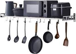 Maybe you would like to learn more about one of these? Buy Istboom Wall Mounted Pots And Pans Rack With 16 Hooks Stainless Steel Wall Shelf For Kitchen Bathroom Bedroom Pantry Modern Slat Design 48 By 12 Online In Vietnam B08c7gjzp4