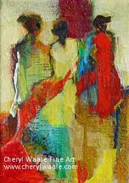 Reunion By Cheryl Waale Mixed Medium 7 X 5 Abstract Art Painting Figure Painting Figurative Artists