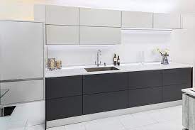 I think brushed nickel, which looks especially good with darker colors. Kitchen Trends 2019 Black Is Back Stoneham Kitchens
