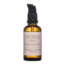 Camelina oil*, argan oil*, apricot kernel oil*, jojoba oil*, black cumin seed oil*, macauba oil*, pracaxi oil*, maracuja oil*, moringa oil*, marula oil*, ylang ylang essential oil. Revitalising Hair Treatment 100 Organic Argan Oil Merme Berlin
