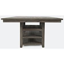 Chairs with french black faux leather upholstery with wood frame in matte black finish. Outer Banks Grey High Low Square Storage Dining Table By Jofran Furniture