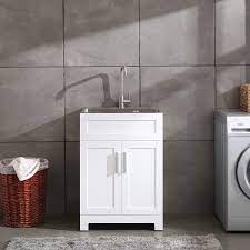 Stainless steel laundry sink with faucet and white storage cabinet this glacier bay utility sink and storage this glacier bay utility sink and storage cabinet is a stylish and compact solution for any laundry room. Laundry Room Sink Cabinet You Ll Love In 2021 Visualhunt