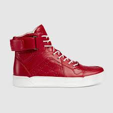 We've got gucci sneakers starting at $580 and plenty of other sneakers. Gucci Leather Signature High Top Sneaker In Red For Men Lyst