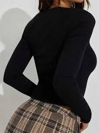 Black Square Neck Top: Womens Long Sleeve Crop T Shirt Solid Color Fall Streetwear Showing Navel From Jichang_store1 Manufacturer, $8.78 | DHgate.Com - Product from DHgate