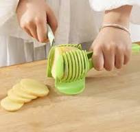 Kitchen Utensil Portable Convenient Fruit Tool Silver Rubber Handle Stainless Steel Multifunction Cutting Slicer Non-Stick Fresh
