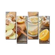Amazon.com: Wocatton Ginger tee with Lemon and Honey on Wooden Table Wall  Art Background Decor Pictures Print On Canvas Art Stretched and Framed  Perfect Home Decoration: Posters & Prints