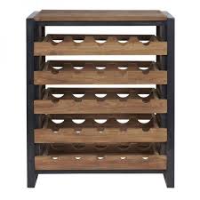 afmetingen h90xb75xd40 cm materiaal afwerking rustiek teak zwart staal te bekijken in alleen op internet wijnrek houten wijnrekken meubels