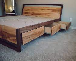 Walnut And Figured Maple Storage Bed Platform Bed Slanted Etsy Solid Wood Platform Bed Wood Platform Bed Platform Bed With Storage