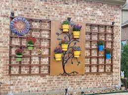 hanging tree trellis with pot holders plowhearth vertical wall planter pots succulent diy vine plants outdoor