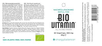 BioVitamin® Refill Tube Nachfüllpackung für das weltweit erste ökologische  und bio-zertifizierte Multivitaminpräparat 500mg, 60 VegeCaps