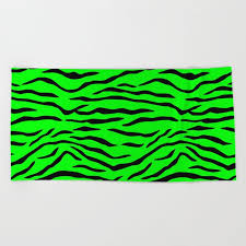 Black And White Striped Beach Towels Bright Neon Green And Black Tiger Stripes Beach Towel Beachtowel Towels Homedecor Beach Get Some Sun On Ou Striped Beach Towel Beach Towel Tiger Stripes